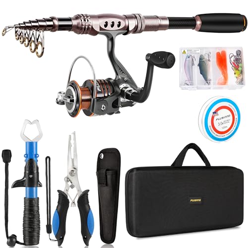Fishing Rod and Reel Combos Carbon Fiber Telescopic Fishing Pole with Reel Combo Sea Saltwater Freshwater Kit Fishing Rod Kit (6.89 ft / Full Kit with Fishing Tools)