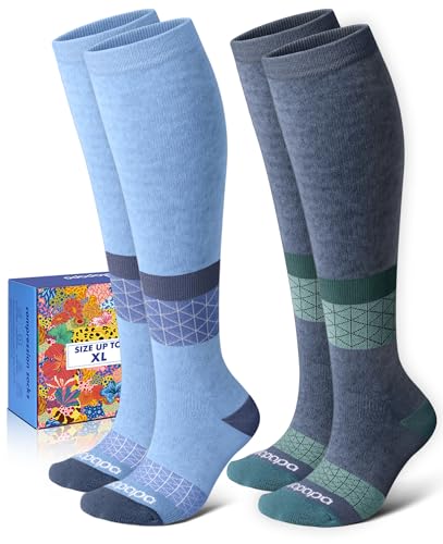 Thick Soft Cotton Compression Socks (Blue and Navy Blue / Large-X-Large)