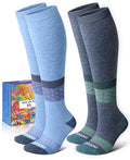 Thick Soft Cotton Compression Socks (Blue and Navy Blue / Small-Medium)