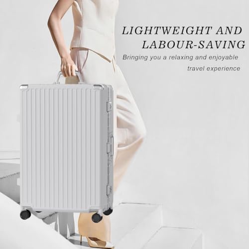 Luggage Sets 2 Piece Aluminum Frame Carry On and Checked Suitcase PC ABS Hard Shell TSA Lock No Zipper (Silver / 2 Set(upgraded Tsa Lock))