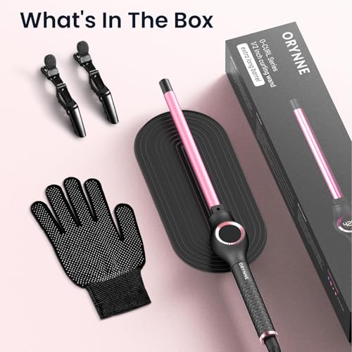 1 2 Inch Curling Wand for Long Hair (1/2" Pink&Black)