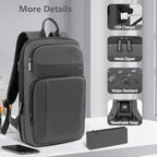 Backpack for Men Slim & Expandable Travel Laptop Backpack with USB Charging Port Water Resistant Anti (Simple Gray / 15.6”)