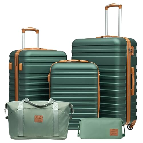 Luggage Set Hardside Suitcase (5 piece set / Dark Green)