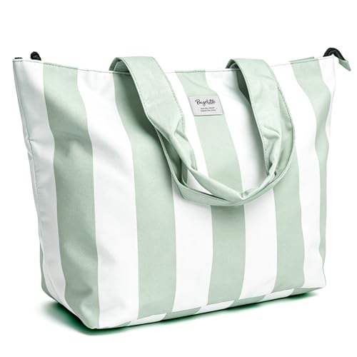Beach Bags Waterproof Sandproof (Light Green + White)