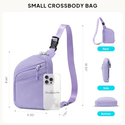 Anti Theft Crossbody Bags Small Crossbody Sling Bag for Women & Men (Lavender)