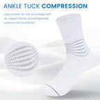 Crew Compression Socks for Women Men with Ankle Arch Support Plantar Fasciitis Relief 3 Pairs (Large / White(3 Pairs))