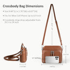 Genuine Leather Crossbody Bags for Women Travel Wallet Purse Brown (Cognac Brown)