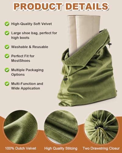 4 Pcs Shoe Bags for Travel (Sage Green / 21.2"x13.3")