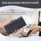 Leather Checkbook Cover Wallet for Men with RFID Blocking (Black+Blue)