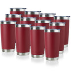 20oz Stainless Steel Tumbler Bulk with Lid (12 Count (Pack of 1) / Powder Red)