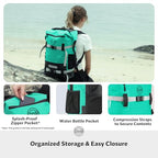 30/40/55L Waterproof Dry Backpack & Phone Case - Large Floating Dry Bag for Kayaking, Travel, Hiking, Fishing, Camping, Motorcycles & Beach, Heavy-Duty Roll Top Men/Women (Teal) (Teal / 30L)