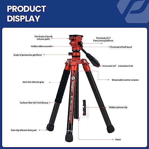 62" Video Camera Tripod with Fluid Head for Smooth Panning (X-Aircross 3 Video Orange)