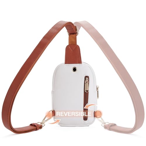 Crossbody Bags for Women Leather Cross Body Sling Bag for Woman Travel Beige Brown (1-beige/Brown)