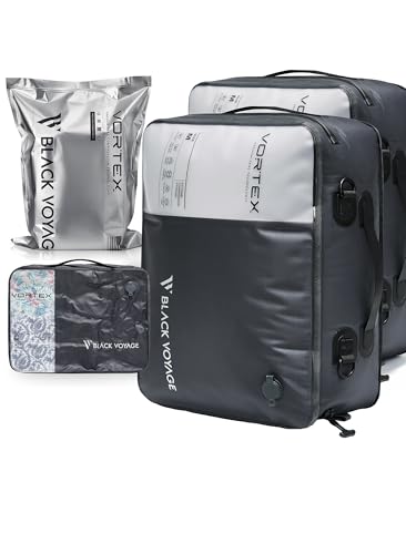Black Voyage Reusable Vacuum Compression Travel Bag for Carry (Gray (2-Pack) / Medium)