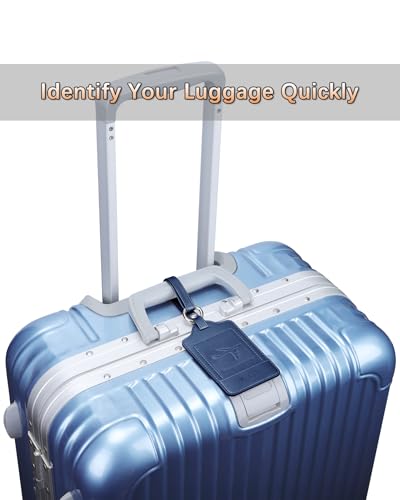 Leather Luggage Tags for Suitcases (Blue)