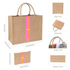 Large Beach Bag Jute Woven Pink and Orange. Pool and beach bags for women (Pink and Orange)