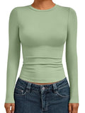 Womens Long Sleeve Shirts Basic Compression Tops Light Green XS (X-Small / Light Green)