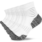 Ankle Compression Socks for Men Athletic Running Socks with Cushioned Support 5 Pairs (Large / Zoned Cushion-white(5 Pairs))