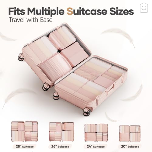 10 Set Compression Packing Cubes for Travel Essentials (Beige(Toiletry Bag) / 10 set)