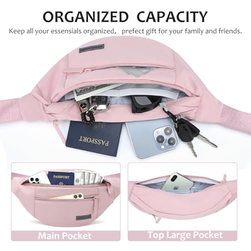 Large Sling Fanny Pack with 4 (Top Zip Pink / Large)