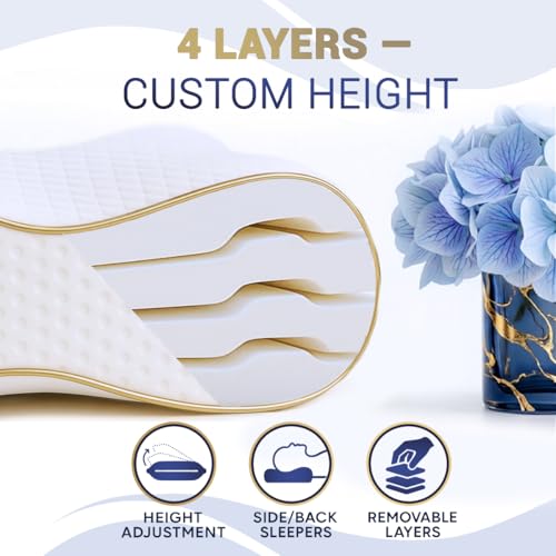 4-Layer King, Contour Pillow, Side Sleeper Pillow, Orthopedic, Neck Support, Neck Pain, Side Sleepers, CertiPUR-US (Extra King - 31 x 14 x 6.5")