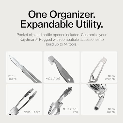 KeySmart Rugged Keychain Multitool Key Holder (Black / 1 Pack)