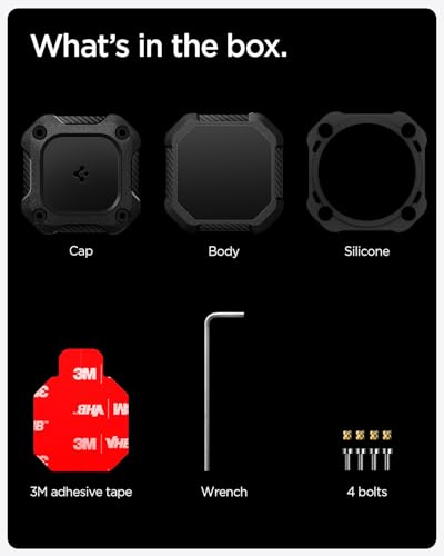 for AirTag Waterproof Case (Black / Adhesive (4-Pack))
