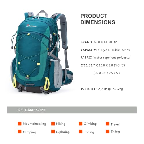 40L Hiking Backpack (Medium Teal / 40L)