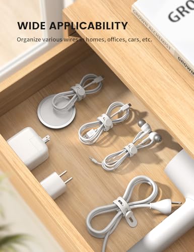 10 Pack Silicone Cable Ties Cord Organizer (10pack / White)