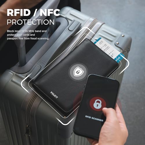 Passport Wallet for Travel RFID Blocking Premium Leather (Top Grain Black)