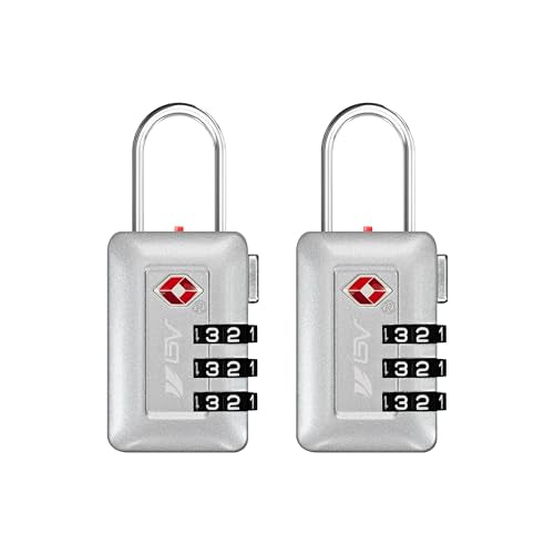 TSA Accepted Luggage Travel Lock (Solid Lock / 2 Pack / Silver)