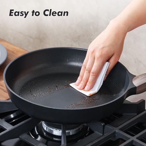 8inch Nonstick Frying Pan Paella Pan with Lid (8 Inch / NIGHT Black)