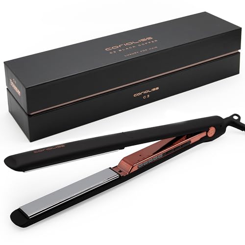 C3 Hair Straightener Flat Iron Professional for Hair Titanium Plates Control Temperature Women (Black Copper Soft Touch)