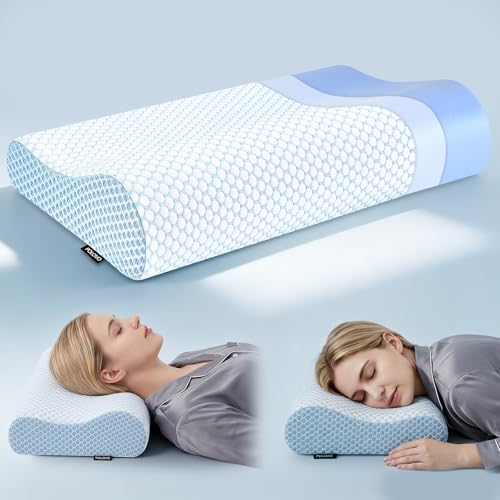 Neck Pillow Memory Foam Pillows for Sleeping (Blue)