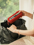 Clear Makeup Bag Travel Cosmetic Case Clear Toiletry Bag with Zipper Traveling Make Up Case Makeup Brush (Red / Minimalist)