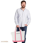 Medium Classic Personalized Monogram Canvas Tote Bag for Women (Coral)