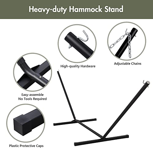 Double Hammock with Stand 12FT (2 Person With Stand / Blue & Green Stripes)