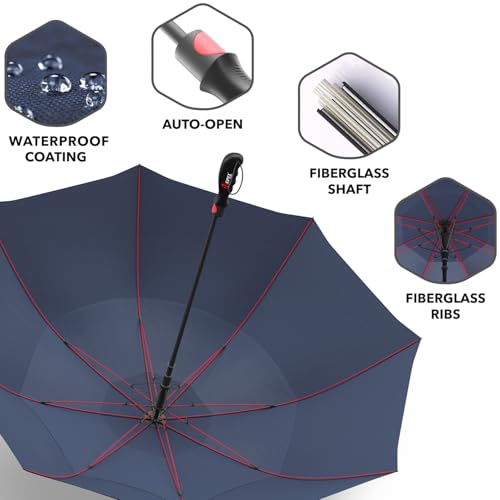 Windproof Travel Umbrellas for Rain (Blue)