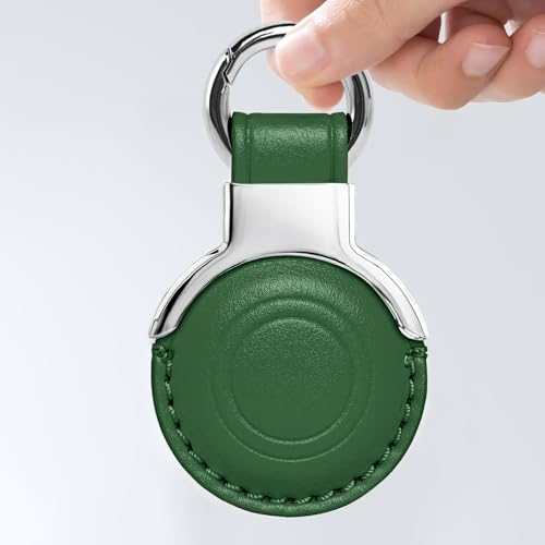Genuine Leather Keychain for Airtag New 2nd Gen (B7-Green V2.0)