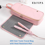 2IN1 Hair Tools Travel Bag with Heat Resistant Mat for Shark Flexstyle (Large / Pink)