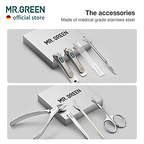 Manicure Sets Pedicure Kits Stainless Steel Nail Clipper Personal Care Tools with PU Leather Case (Green)