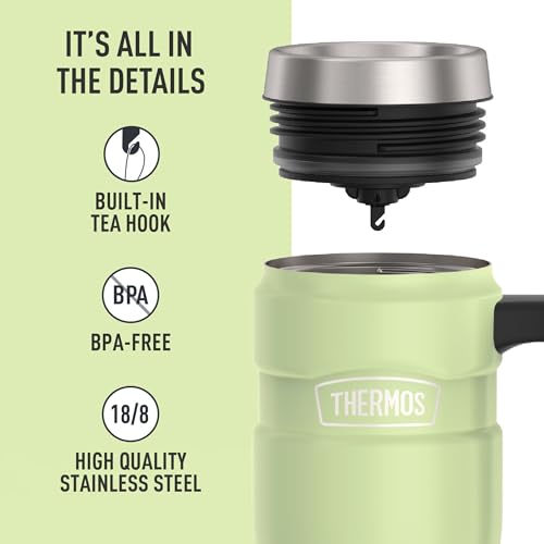 Stainless King Travel Mug with Handle (Matte Green / 16 Ounces / Handle)