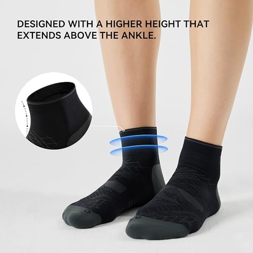 Ankle Compression Running Athletic Socks for Men Women (XX-Large / Black (5 Pairs))