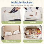 Diaper Bag Backpack Travel Baby Bag with Changing Pad for Mom Dad (1-khaki-beige / Classic Flap Style)