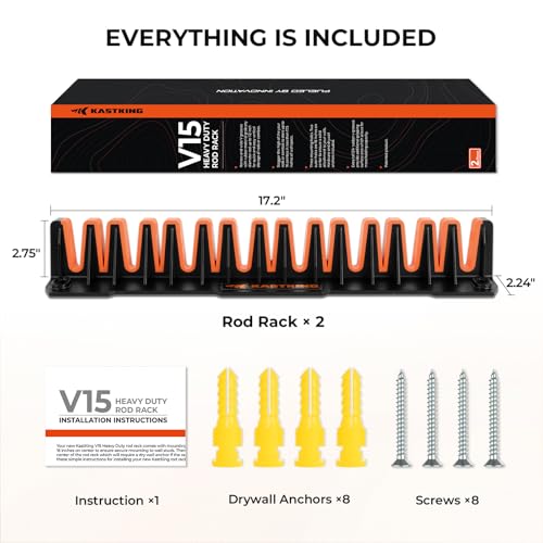 V15 Vertical Fishing Rod Holder (Black - Upgraded - 2 Pack (Store 30 rods))