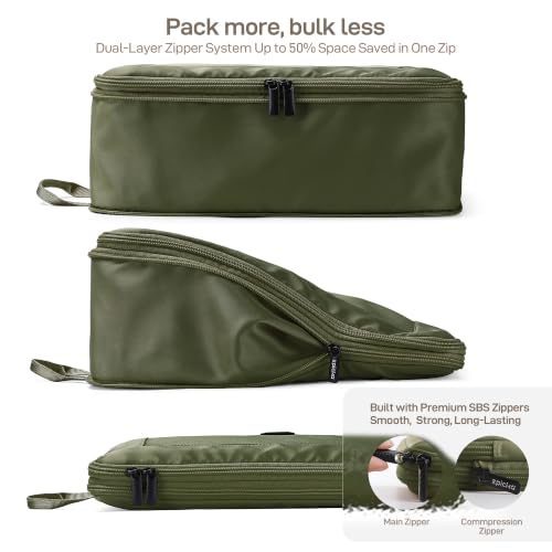 TripCozy Compression Packing Cubes (Olive Green / Set of 4)