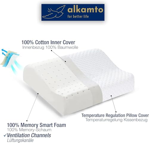 Travel & Camping Comfortable Memory Foam Pillow (13.7 x 11.8 x 3.9 / 3.14 In - White)