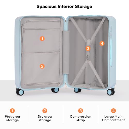 Checked Luggage Hardshell Suitcases with Wheels (Glacier Blue / 24-inch)