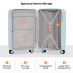Carry On Luggage Hardside Suitcases with Wheels (Glacier Blue / 20-inch)