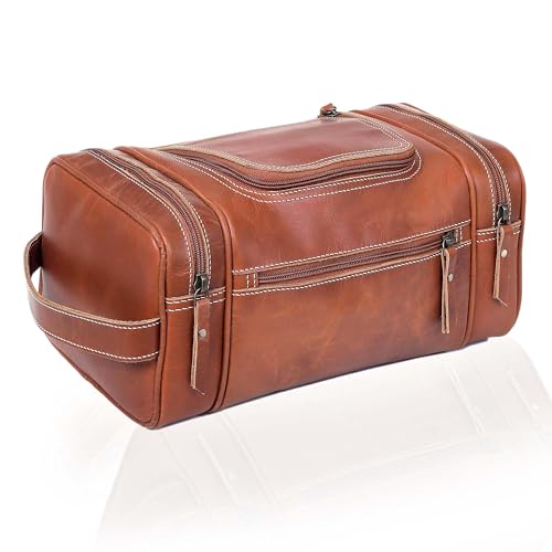 Leather Toiletry Bag for Men (Tan Brown / Men's Toiletry Bag)